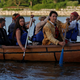Paddling in an aboriginal canoe, shortly after sunrise, in Ottawa.